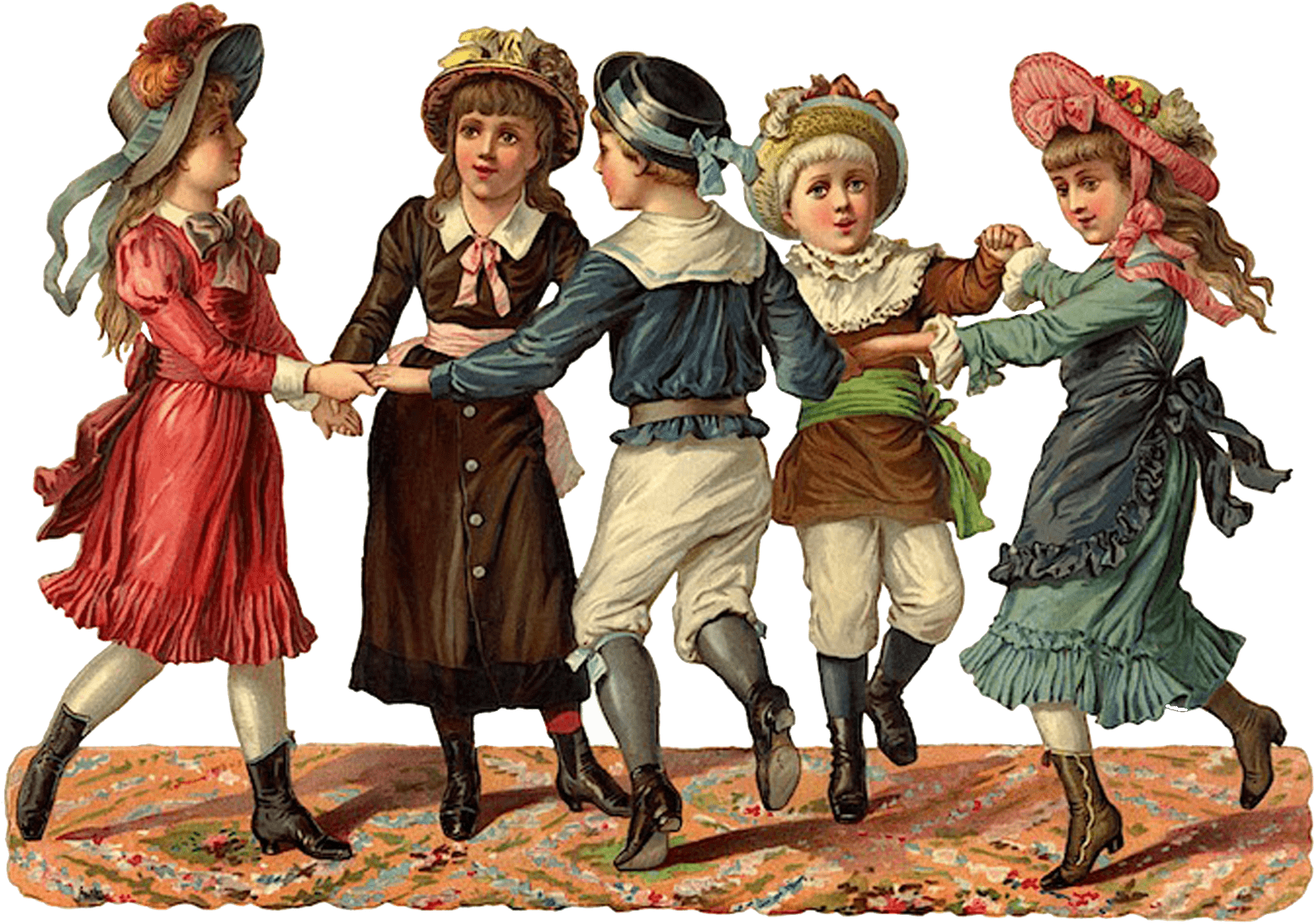 Victorian Children Playing Ring Aroundthe Rosie