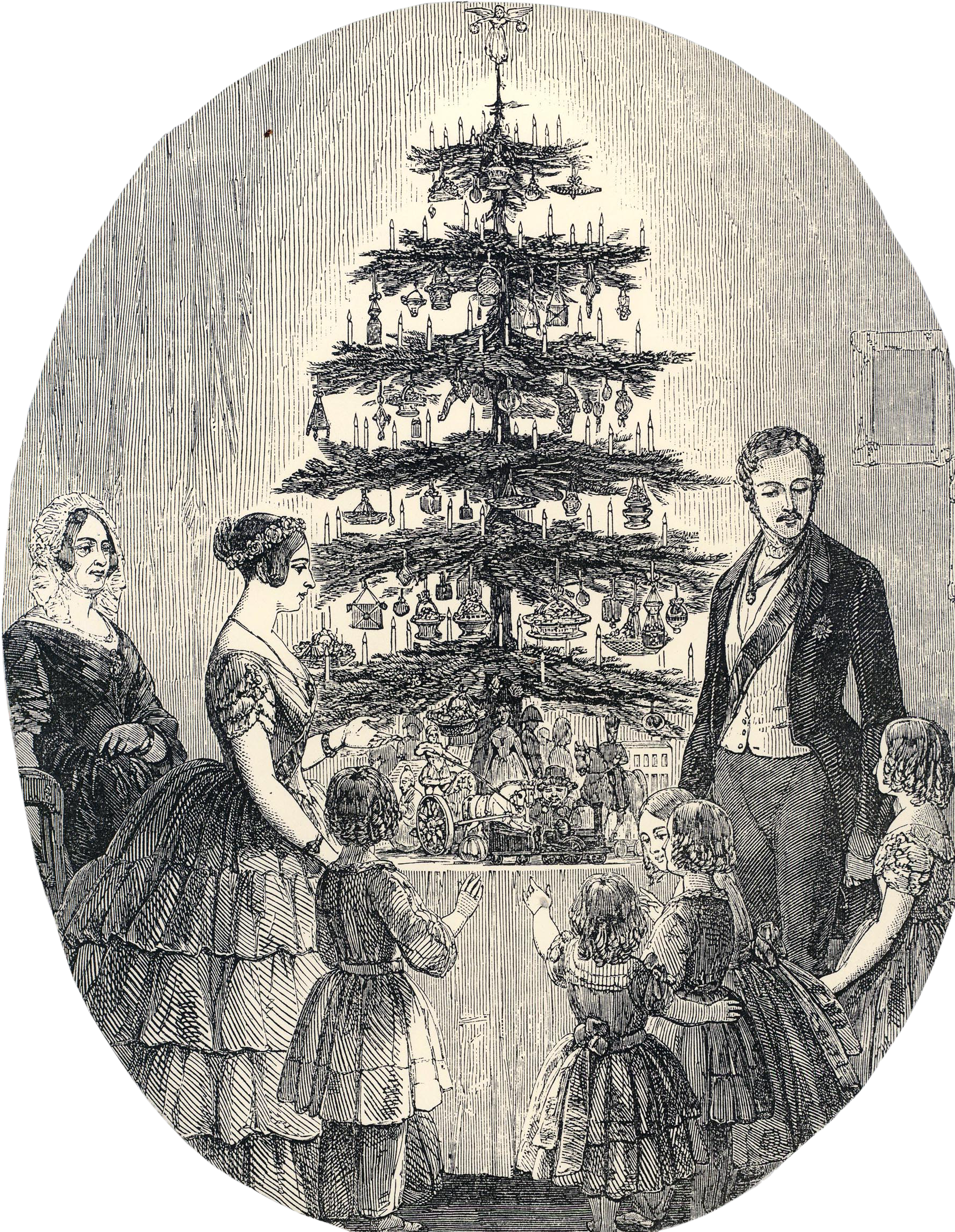 Victorian Christmas Tree Illustration