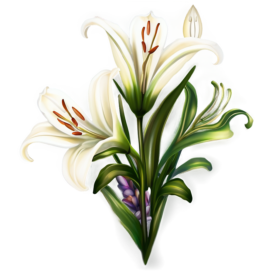 Victorian Lily Decoration Png 80