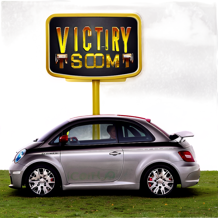 Victory Sign Silver Car