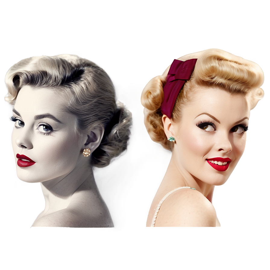 Vintage 1950s Hairstyles And Makeup Png Nkt