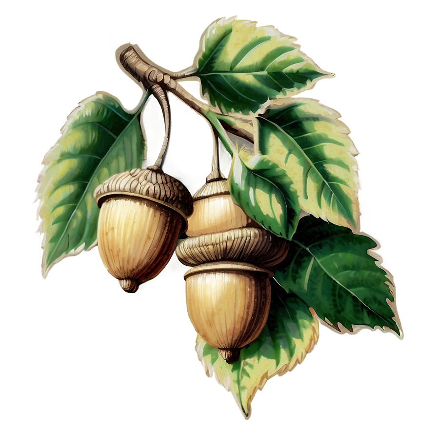 Vintage Acorn Drawing Png Txr