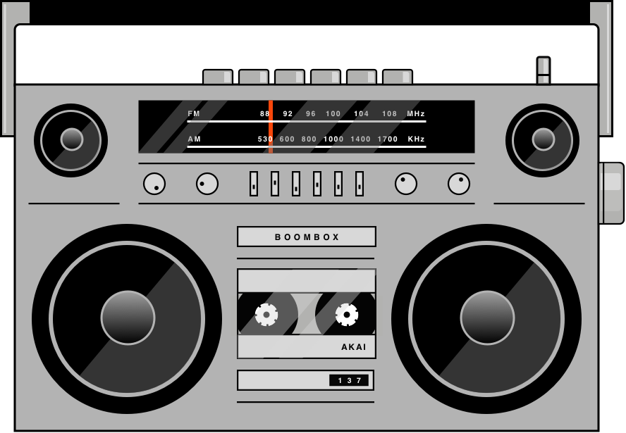 Vintage Akai Boombox Illustration