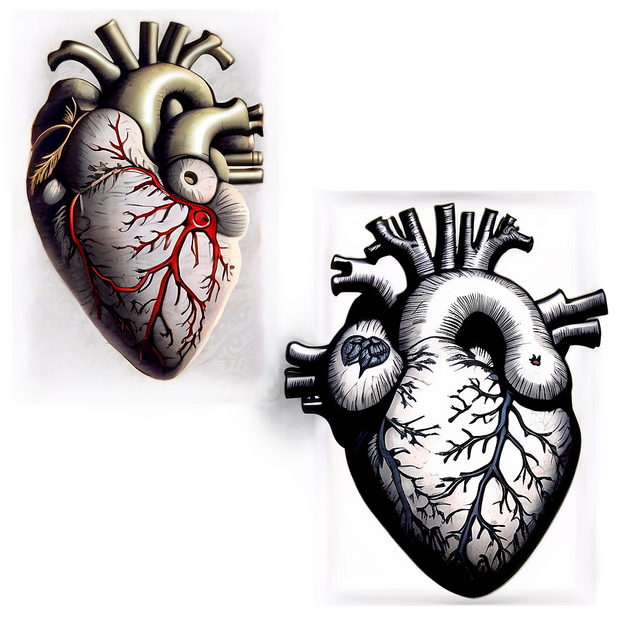 Vintage Anatomical Heart Drawing Png Ssd