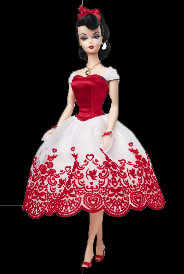 Vintage Barbiein Redand White Dress