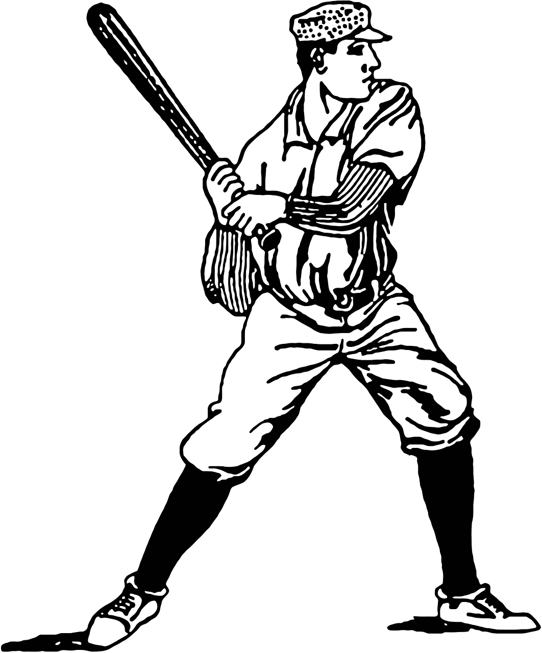 Vintage Baseball Batter Illustration