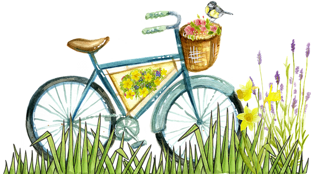 Vintage Bicyclewith Flowersand Bird