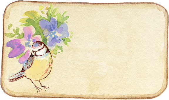 Vintage Birdand Floral Watercolor Card