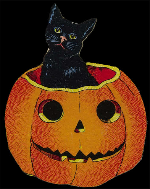 Vintage Black Catin Jack O Lantern