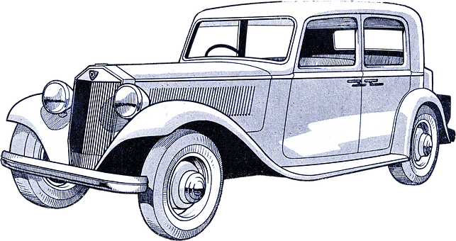 Vintage Blackand White Sedan Illustration