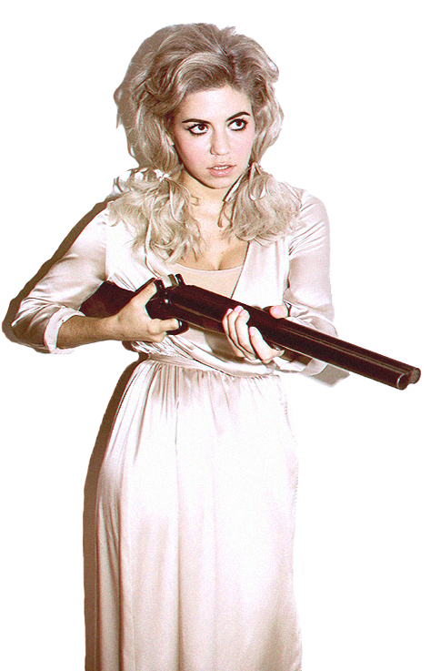 Vintage Blonde Woman Holding Rifle