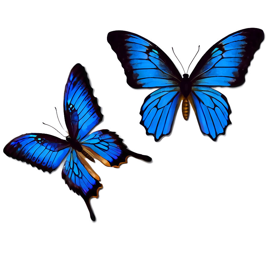 Vintage Blue Butterflies Png Rem