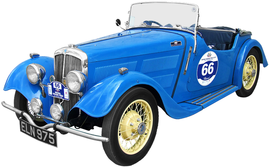 Vintage Blue Convertible Racing Car