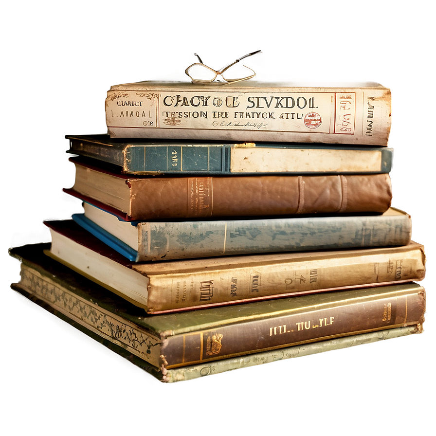 Vintage Book Assortment Png Gng