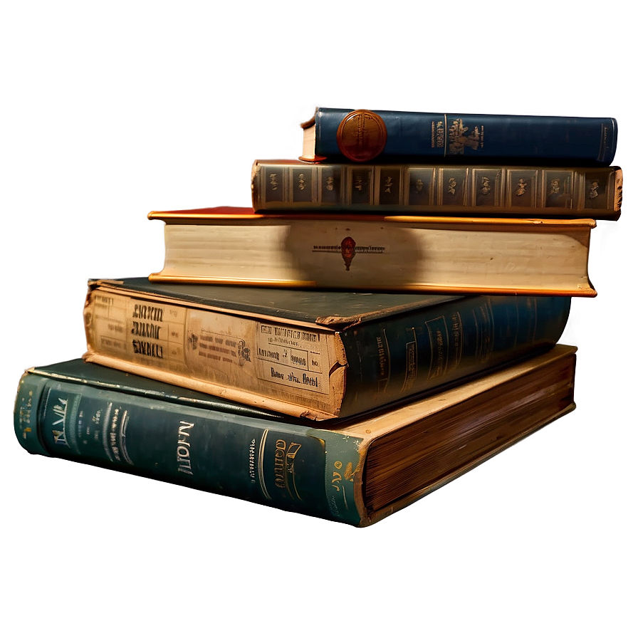 Vintage Book Assortment Png Nec12