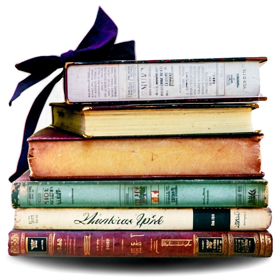 Vintage Books Stack Png 05252024