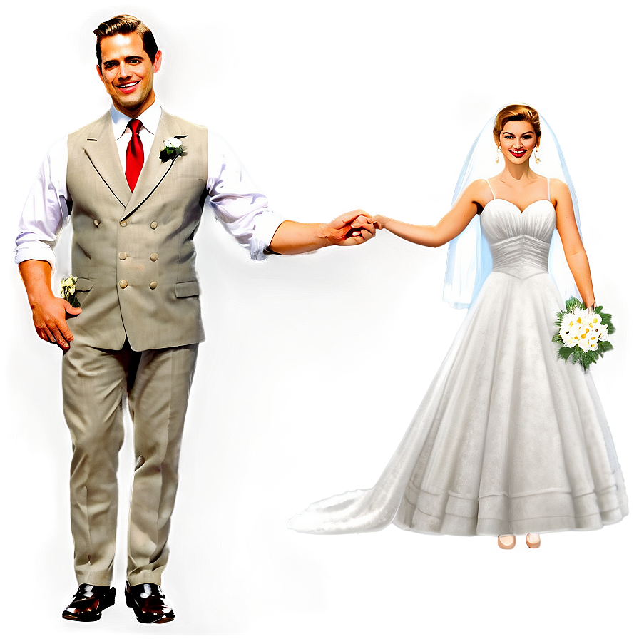 Vintage Bride And Groom Png 06262024