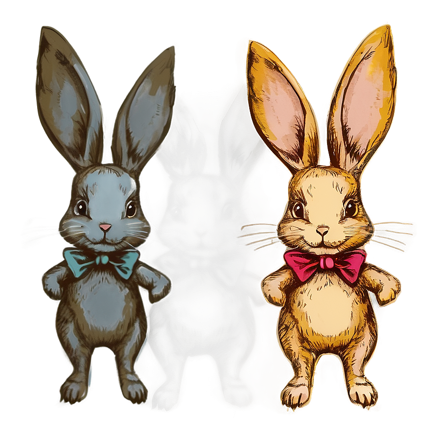 Vintage Bunny Illustration Png Hhn