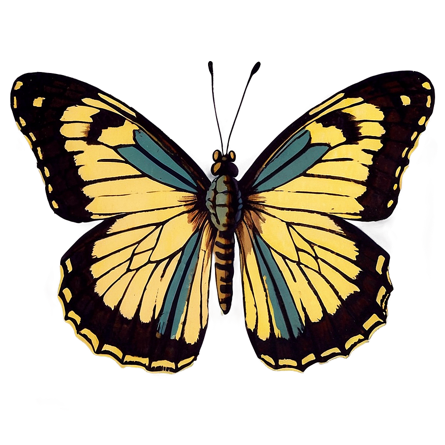 Vintage Butterfly Drawing Png Qxp