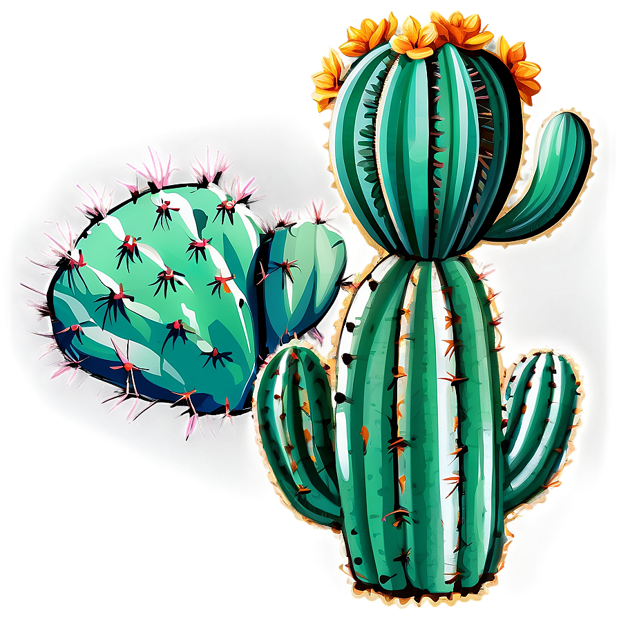 Vintage Cactus Sketch Png Pys10