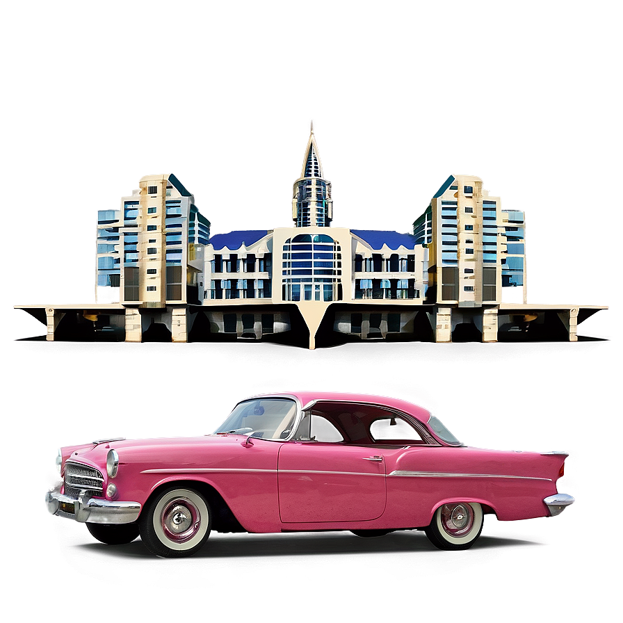 Vintage Car And Architecture Png Mqv99