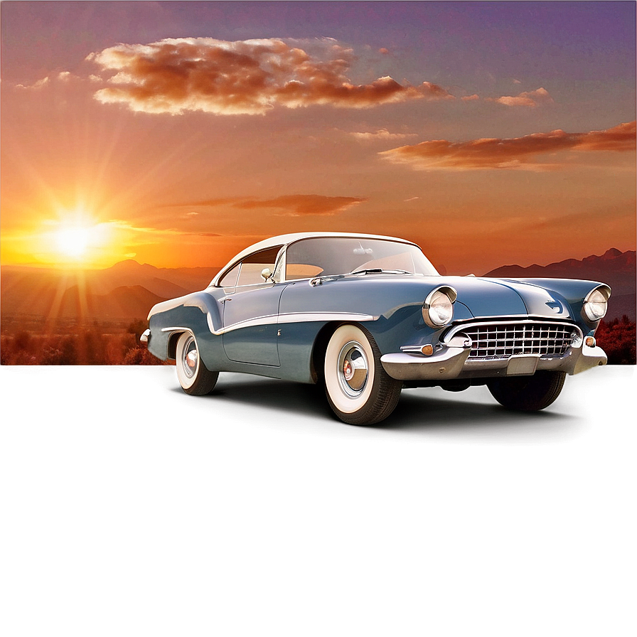 Vintage Car At Sunset Png 57