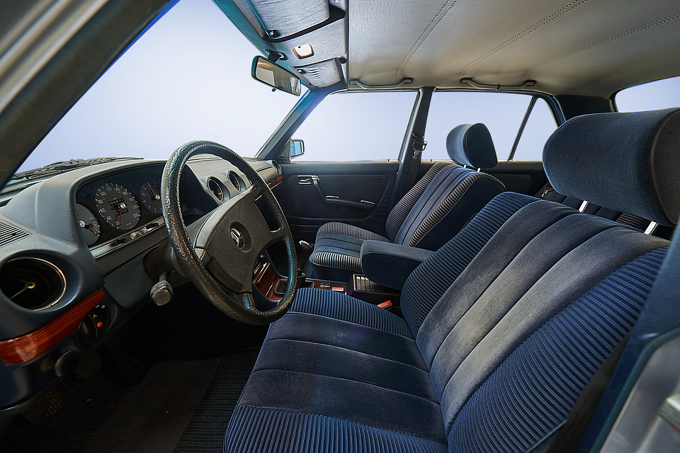 Vintage Car Interior Blue Seats