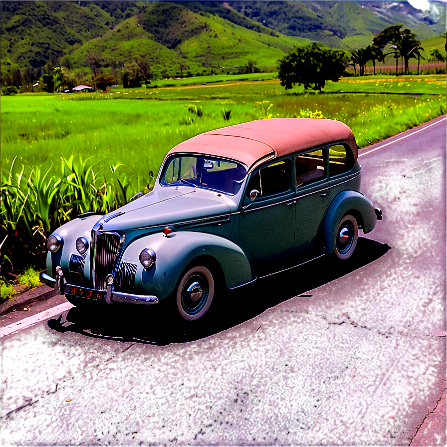 Vintage Car On Scenic Route Png Ydc