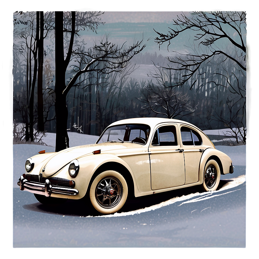 Vintage Car Winter Scene Png 06252024