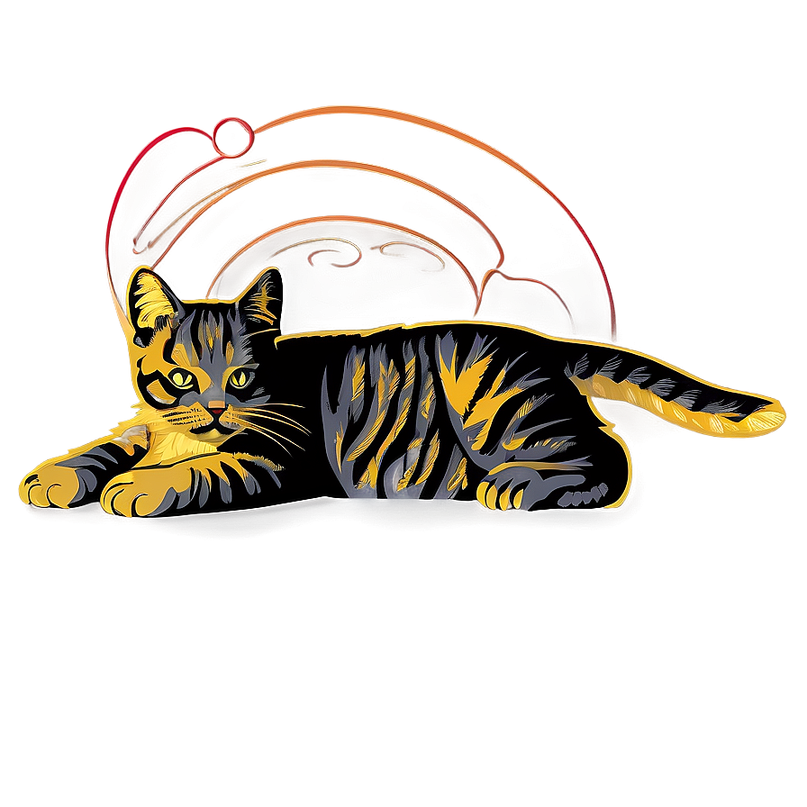 Vintage Cat Artwork Vector Png Ete65