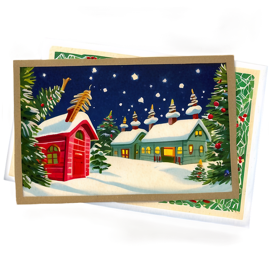 Vintage Christmas Card Png Xdj