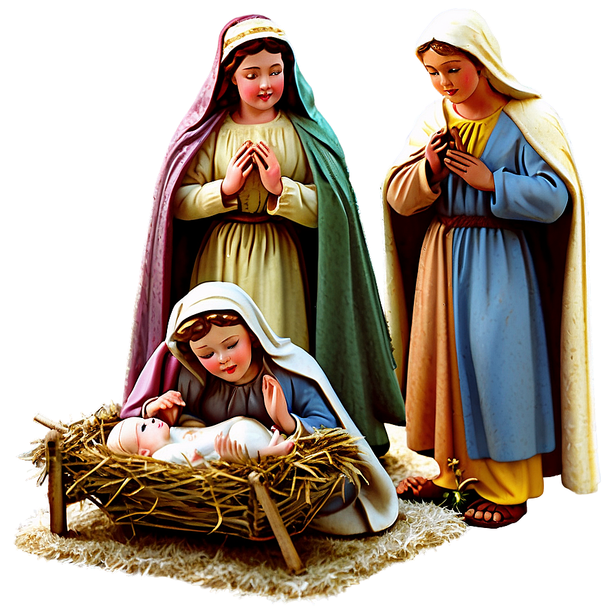 Vintage Christmas Nativity Scene Png Lbf8