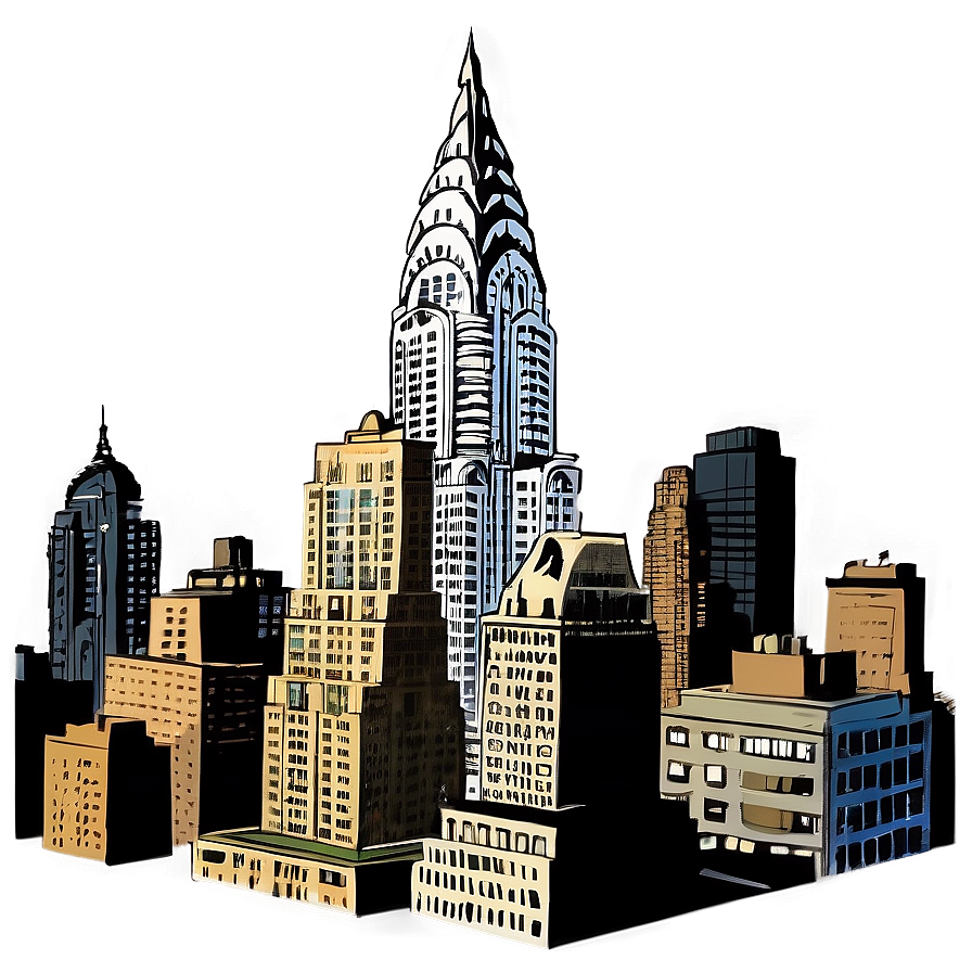 Vintage Chrysler Building Illustration Png 06252024