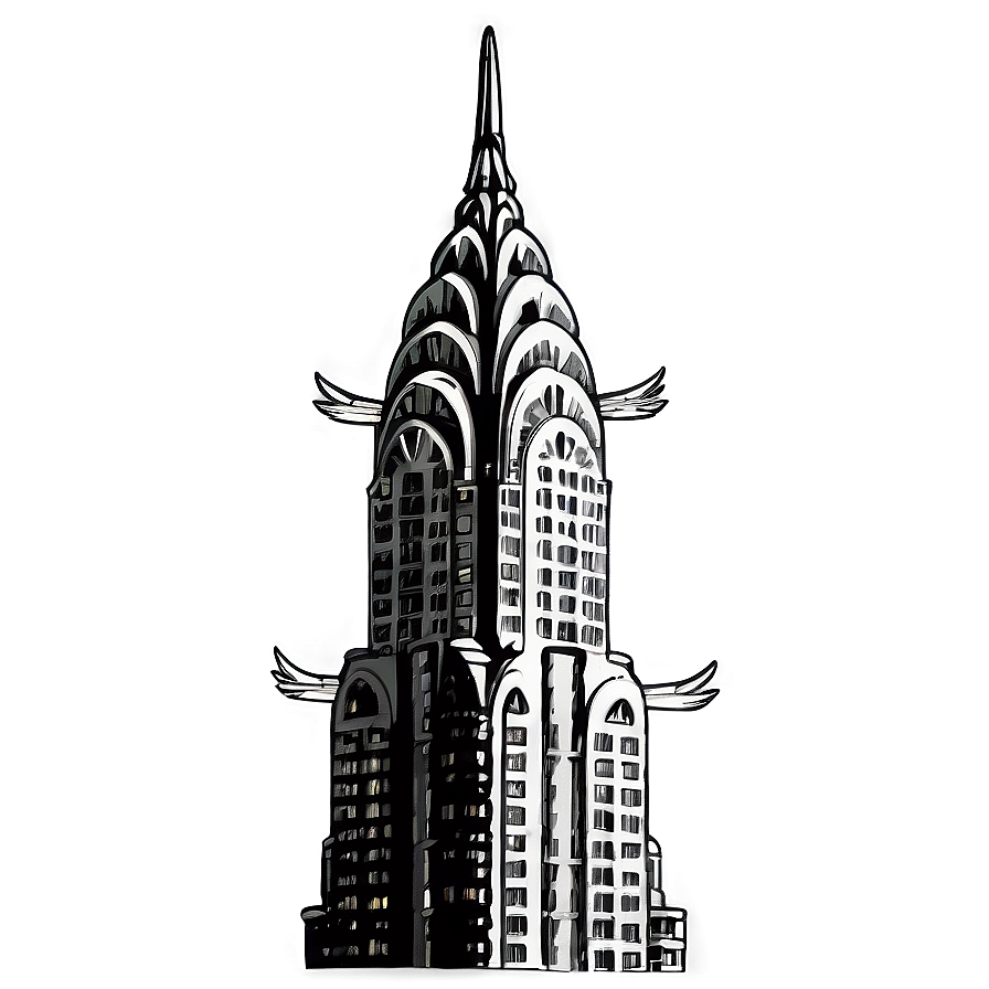 Vintage Chrysler Building Illustration Png 06252024