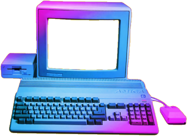 Vintage Computer Neon Glow