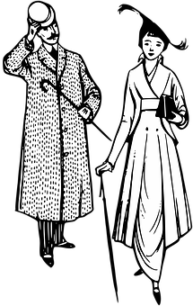 Vintage Couple Walking Illustration