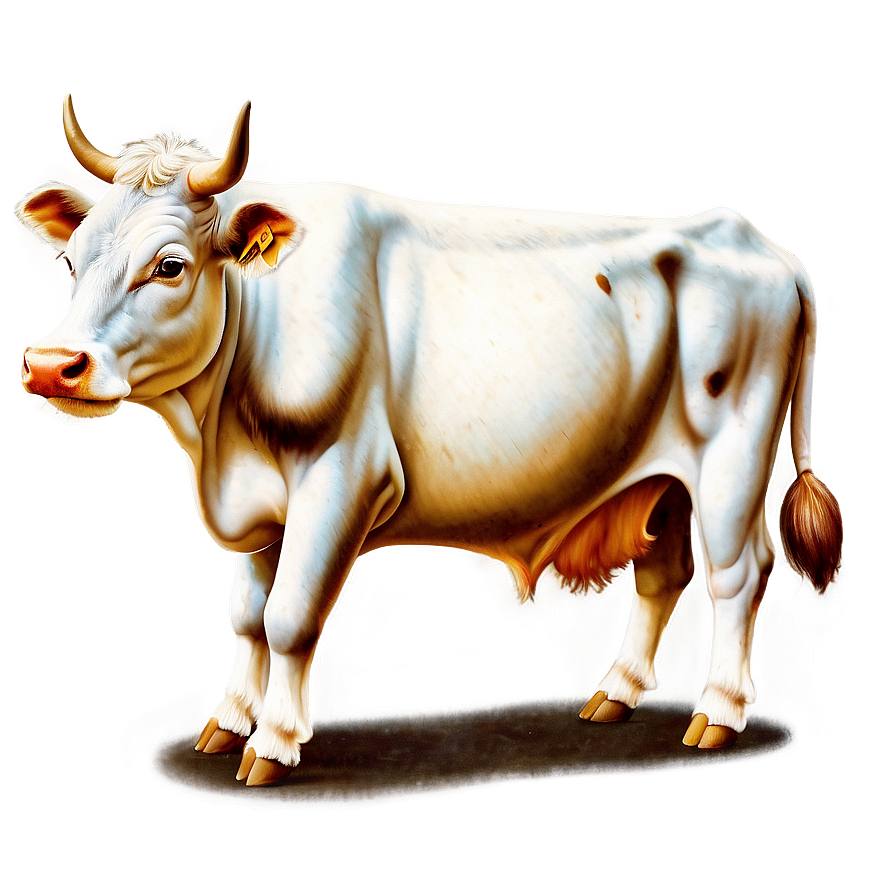 Vintage Cow Drawing Clipart Png 06272024