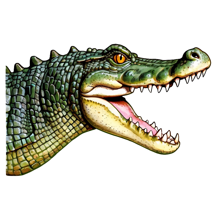 Vintage Crocodile Illustration Png 52