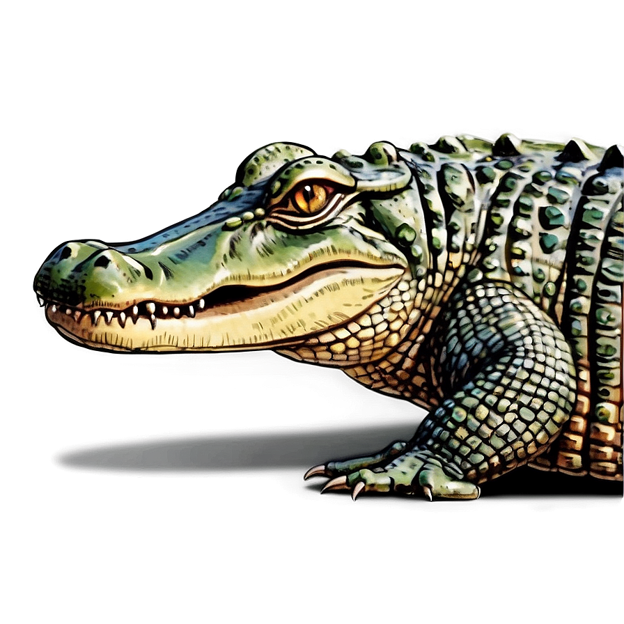 Vintage Crocodile Illustration Png Jef47