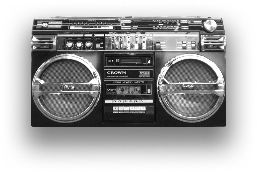 Vintage Crown Boombox Blackand White