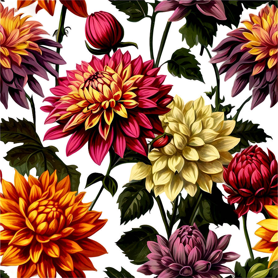 Vintage Dahlia Print Png 18