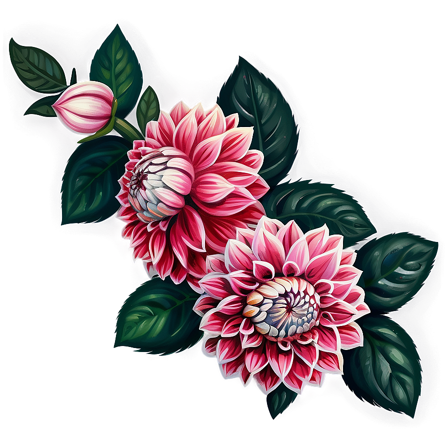 Vintage Dahlia Print Png Jnp