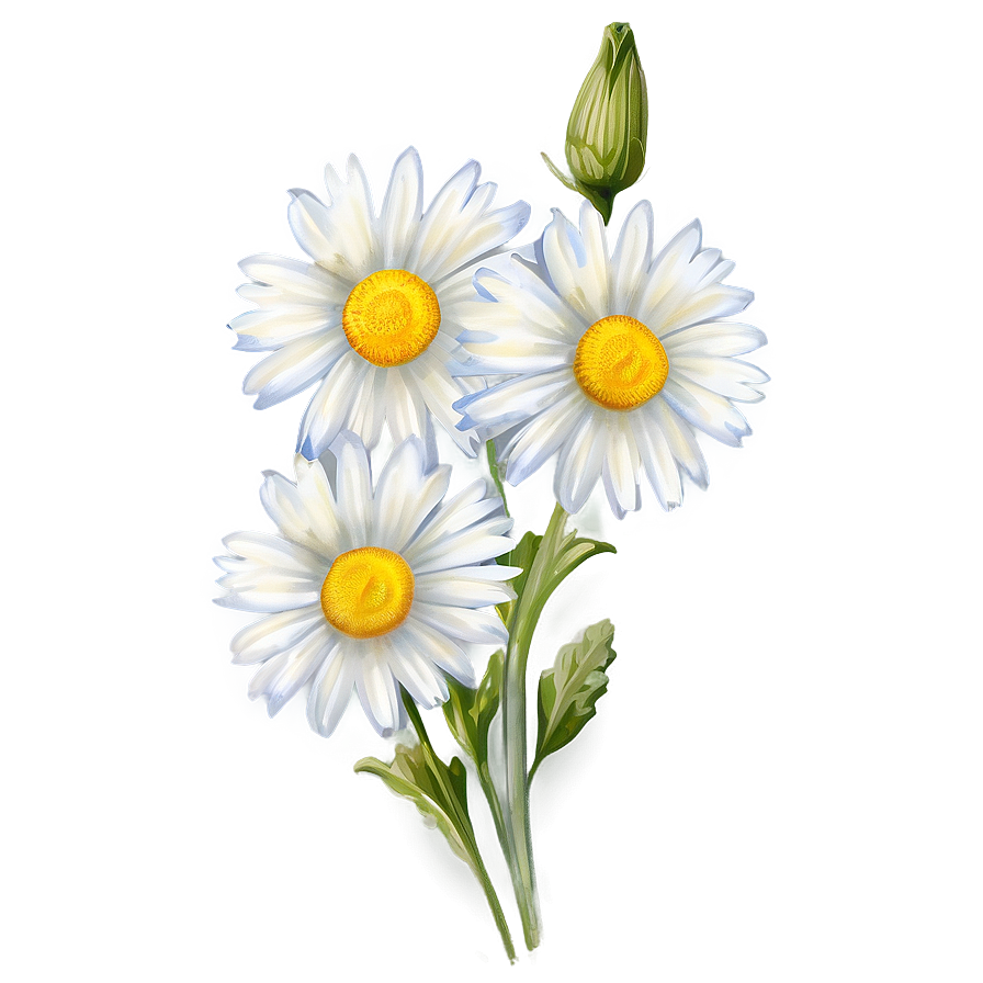 Vintage Daisies Illustration Png 06122024