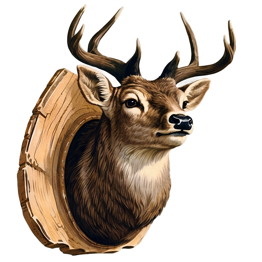 Vintage Deer Head Engraving Png 76