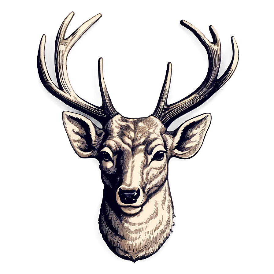 Vintage Deer Head Engraving Png Ydw