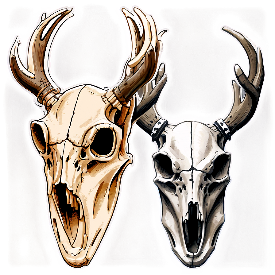 Vintage Deer Skull Sketch Png 06132024