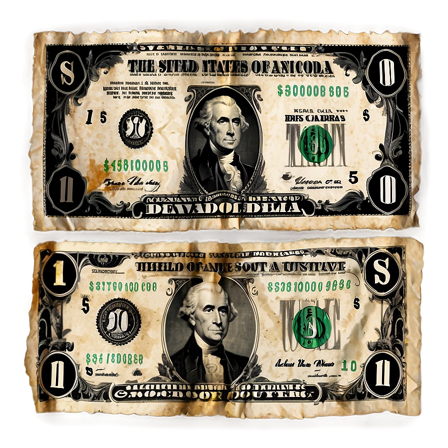 Vintage Dollar Bill Design Png 05252024