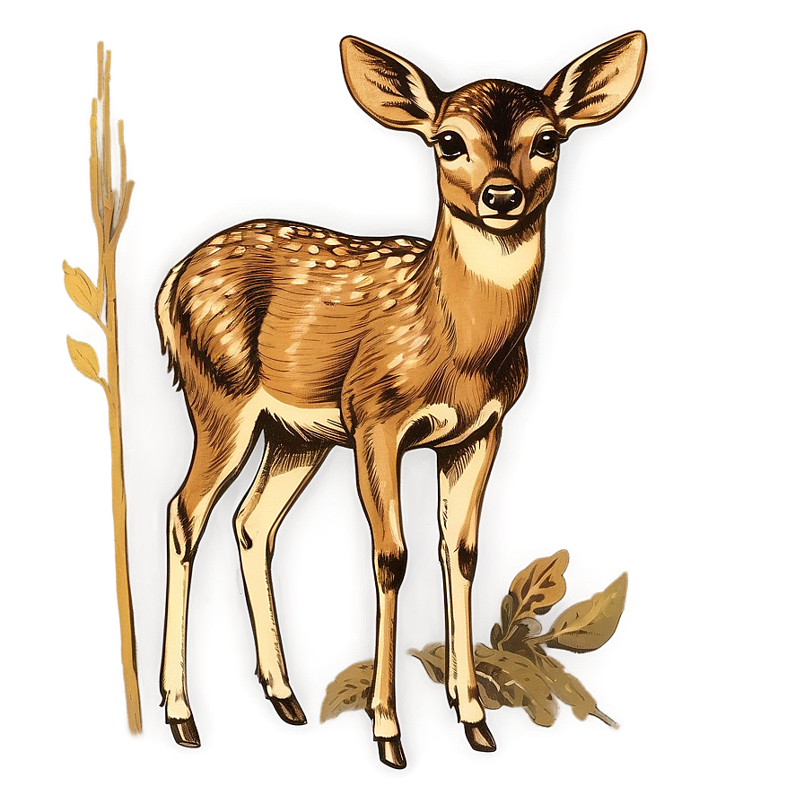 Vintage Fawn Illustration Png Jfr