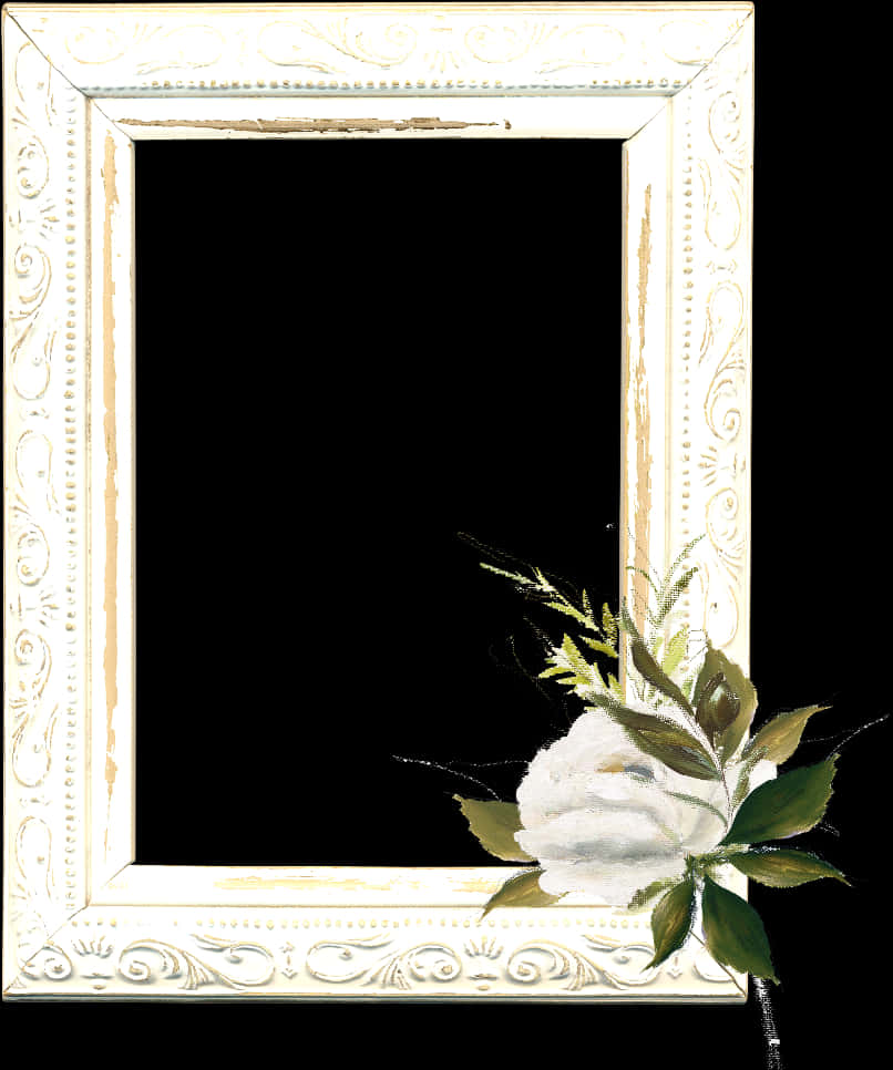 Vintage Floral Frame White Border