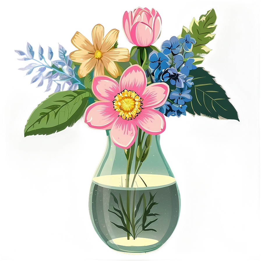 Vintage Flowers In Vase Png 66